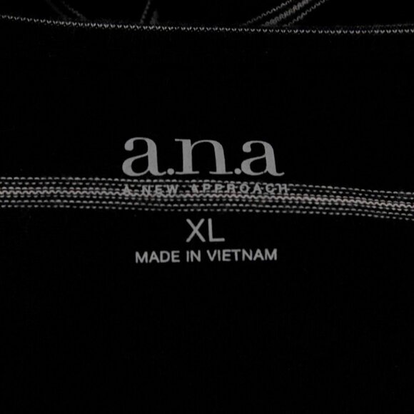 ANA $26 Sz XL Black White Stripe Chiffon Peplum Rayon Poly Knit Top - Picture 3 of 7